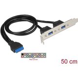 Delock - 84836 - Moederbordconnector - Zwart - 2x USB 3.0 extern, 19-pins header