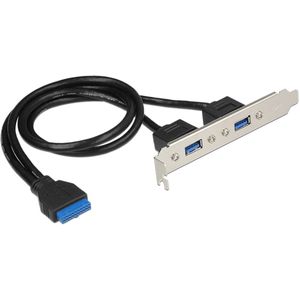 Delock - 84836 - Moederbordconnector - Zwart - 2x USB 3.0 extern, 19-pins header