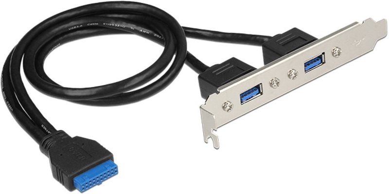 Delock - 84836 - Moederbordconnector - Zwart - 2x USB 3.0 extern, 19-pins header