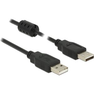 Delock - USB-kabel - USB 2.0 - USB-A Stekker - USB-A Stekker - 0.50 m - Zwart - Met Ferrietkern