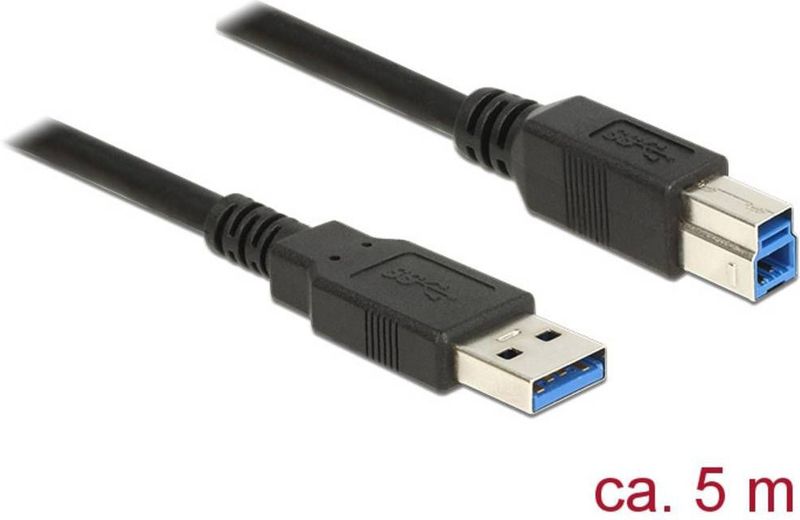 USB-Kabel usb 3.2 Gen1 (usb 3.0 / usb 3.1 Gen1) usb-a Stecker, usb-b Stecker 5.00 m Schwarz v - Delock