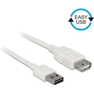 Easy-USB-A naar USB-A verlengkabel - USB2.0 - tot 2A / wit - 2 meter