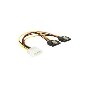 Delock Kabel Power Molex 4 Pin Stecker > 2 x SATA 15 Pin Buchse Metal