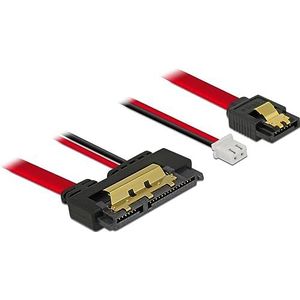 Delock SATA-kabel 6 Gb/s 7-pins socket + 2-pins socket > SATA 22-pins socket recht (5 V) metaal 10 cm
