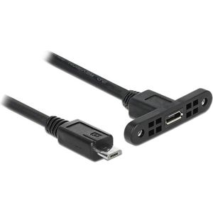 USB kabel USB 2.0 Micro-B vrouwelijke paneel-mount naar USB 2.0 Micro-B mannelijk 25 cm