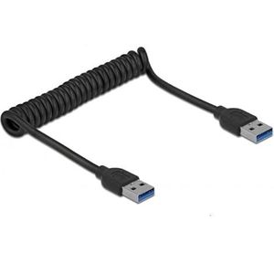 Delock USB 3.0 Spiraalkabel USB-A - USB-A, 120cm Zwart (1.20 m, USB 3.0), USB-kabel