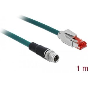 Delock netwerkkabel M12 8 pins X-gecodeerd naar RJ45 stekker PVC 1 m -