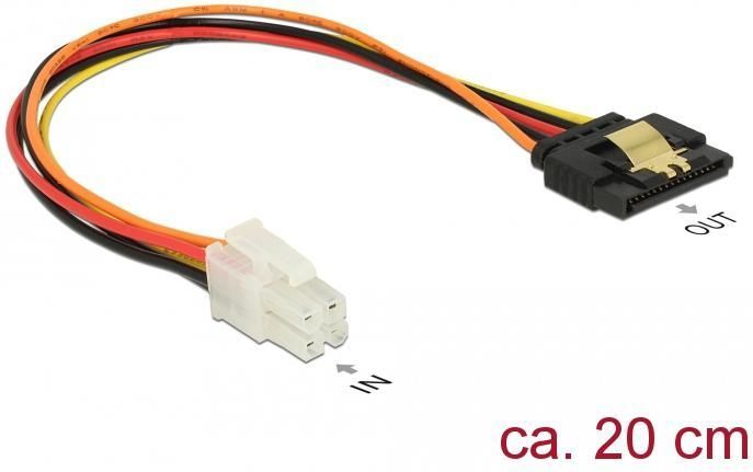 Delock Kabel P4 4-Pin Stecker > SATA 15-Pin Buchse 20 cm - Delock
