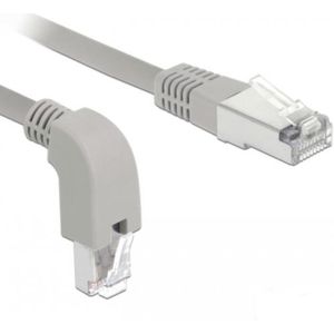 S/FTP CAT6a 10 Gigabit netwerkkabel haaks naar boven / recht / grijs - LSZH - 2 meter