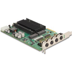 Delock PCI Express x4 kaart naar 4 x M12 Gigabit LAN PoE+ (PCI-E x4), Netwerkkaarten, Groen