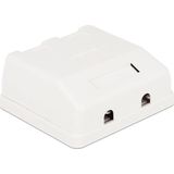 Uitvoerdoos - Wit - Voor 2 Keystone Modules - Bevestiging Aan Bureau Of Muur