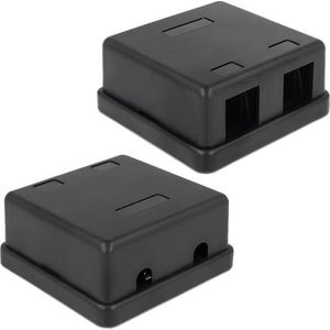 Uitvoerdoos - 2 Keystone Modules - Zwart - Hittebestendig ABS - Bevestiging met Plakstrip of Schroeven