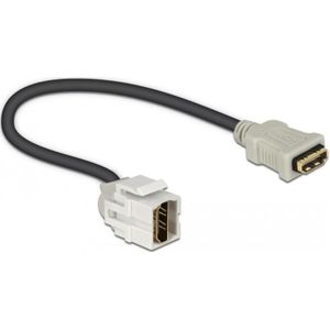 Keystone module HDMI (v) - HDMI (v) 250° haaks met korte kabel - versie 1.4 (4K 30Hz) / wit - 0,30 meter