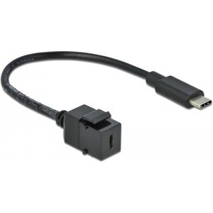 USB-C - Keystone Module - USB-C (m) - USB3.0 5 Gbps - Zwart - 0,25 Meter