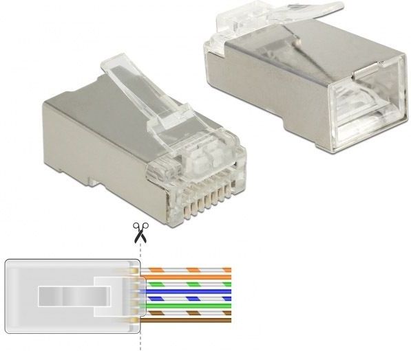 Delock - RJ45 - Connector - Transparant - 20 Stuks, Afgeschermd, Cat.6, TIA-568A/B