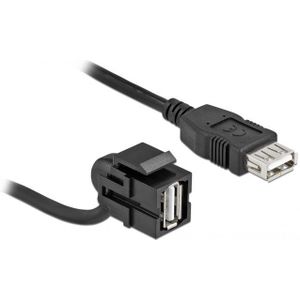 Kabel - Keystone - USB-A Vrouwelijk - Zwart - Kunststof - 110° Haaks