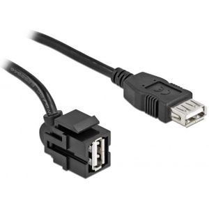 USB-A Haaks Keystone Module - USB-A - USB2.0 - Zwart - 0,30 Meter