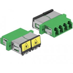 Optische vezelkoppeling met laserbescherming Flip LC Quad Vrouw naar LC Quad vrouwelijke single-mode groen