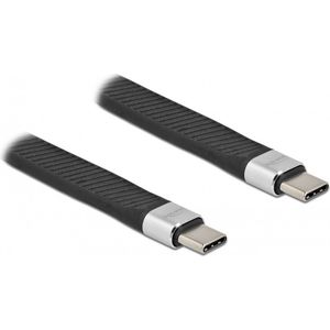 USB-C naar USB-C siliconen kabel met E-Marker chip - USB2.0 - tot 20V/5A / zwart - 0,10 meter