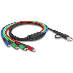 Delock USB Ladekabel 4 in 1 USB Typ-A + USB-C™ zu Lightning™ / Mic