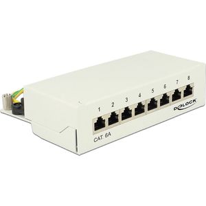 DeLOCK CAT6a Gigabit Desktop Patch Panel 1U met 8 poorten - afgeschermd / grijs