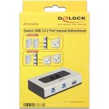 DeLOCK - Bi-Directionele USB Schakelaar - Zilver/Zwart - 2x USB-B, 1x USB-A, USB3.0, 5 Gbit/s