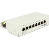 DeLOCK - CAT6 - Desktop Patch Panel - Grijs - 1U met 8 Poorten - Afgeschermd