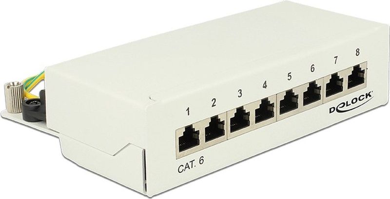 DeLOCK - CAT6 - Desktop Patch Panel - Grijs - 1U met 8 Poorten - Afgeschermd
