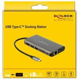 Delock 87683 (USB C), Docking station + USB-hub, Grijs