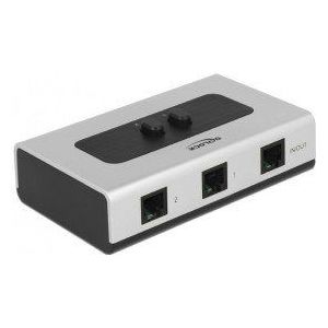 Delock - RJ11 Schakelaar - Grijs/Zwart - 3 x RJ11 Female - Handmatig