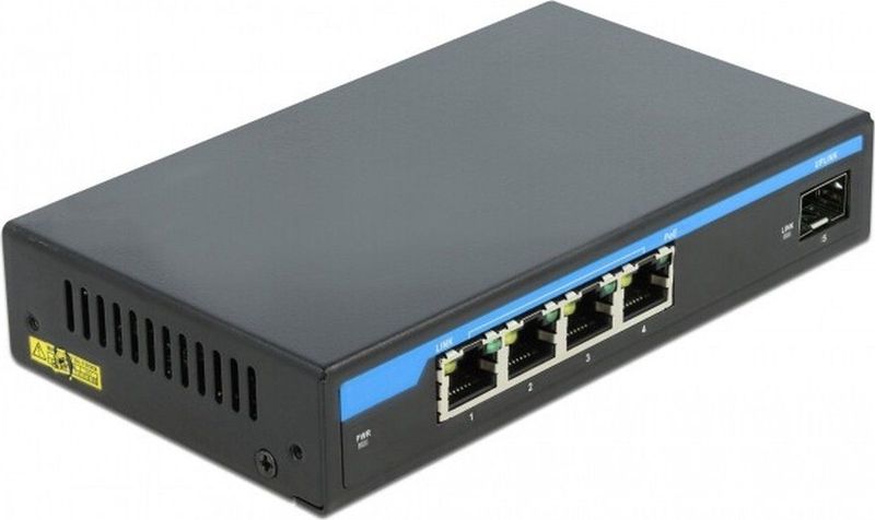 Delock - Gigabit Ethernet-schakelaar - 4 x RJ45 - SFP-slot - Metalen Behuizing