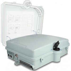 Delock Glasvezelverdeelkast voor binnen en buiten IP65 waterdicht afsluitbaar 24-poorts grijs (Lasdoos), Netwerk accessoires