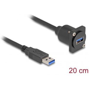 Delock D-Typ USB 5 Gbps Kabel Typ-A Stecker zu Typ-A Buchse schwarz 20