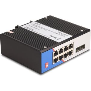 Delock Industriële Gigabit Ethernet-switch 8-poorts RJ45 2-poorts SFP voor opzetrail (10 ports), Netwerkschakelaar, Zwart
