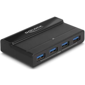 Delock USB 5 Gbps schakelaar 4 x apparaat en 2 x host (USB-C, 4 ports), Docking station + USB-hub, Zwart