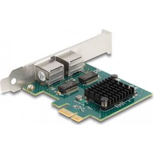 Delock PCI Express x1 kaart naar 2 x RJ45 Gigabit LAN BCM (PCI-E x1), Netwerkkaarten, Grijs