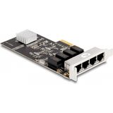 Delock - PCI Express x4 - Netwerkkaart - Zwart - 4 x RJ45 Gigabit LAN, Realtek RTL8111H