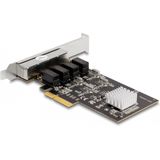 Delock - PCI Express x4 - Netwerkkaart - Zwart - 4 x RJ45 Gigabit LAN, Realtek RTL8111H