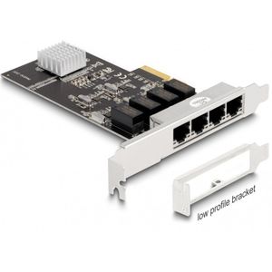 Delock - PCI Express x4 - Netwerkkaart - Zwart - 4 x RJ45 Gigabit LAN, Realtek RTL8111H