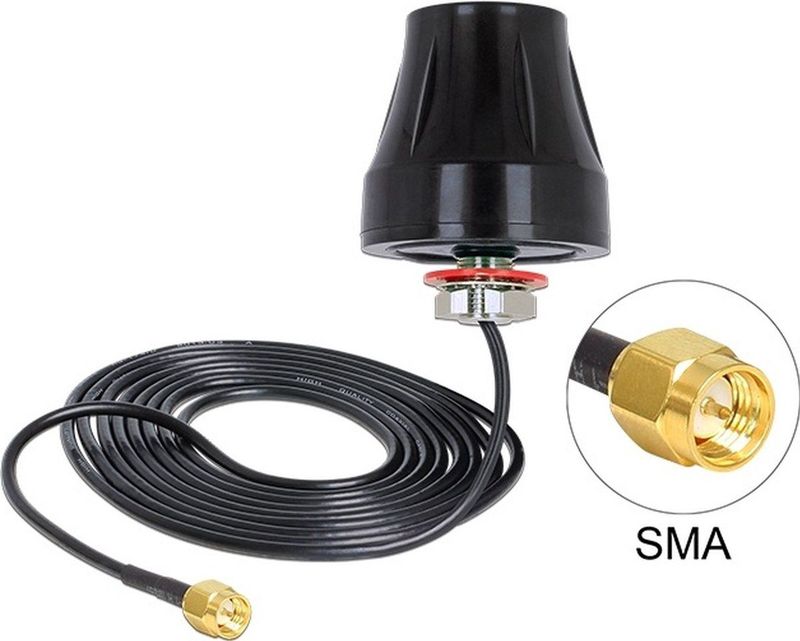 DeLOCK - LTE Outdoor Antenne - IP67 - Zwart - 2 dBi - 3 Meter