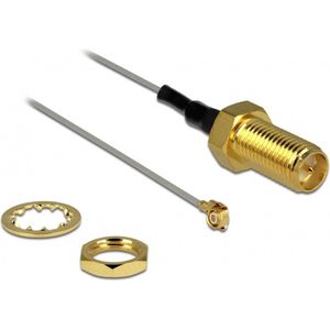 MHF III (v) - RP-SMA (v) kabel - Micro Coax (0,81 mm) - 50 Ohm / grijs - 0,20 meter