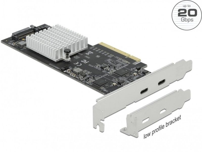 Delock - PCI Express Kaart - Low Profile - 2x USB-C - USB 3.2 Gen2x2 - Controlekaart