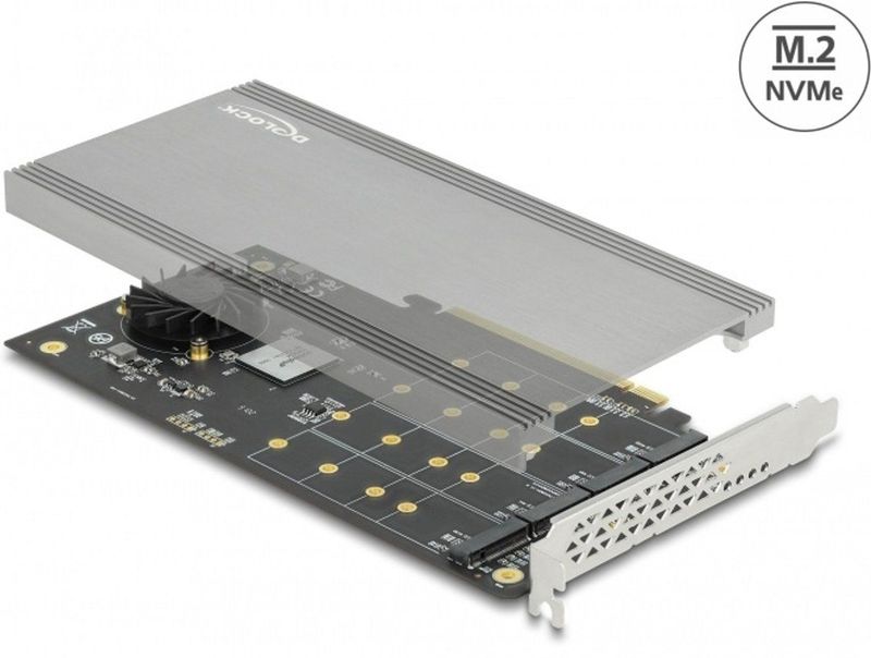 Delock - PCI Express x16 - M.2 Kaart - Zwart - 4x NVMe M.2 Slots