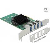 Delock - 89048 PCI Express x4-kaart - 4 x USB 3.0 - Low Profile