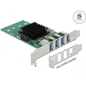 Delock - 89048 PCI Express x4-kaart - 4 x USB 3.0 - Low Profile