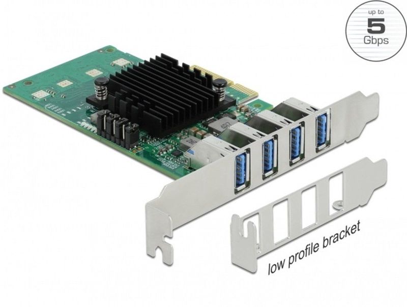 Delock - 89048 PCI Express x4-kaart - 4 x USB 3.0 - Low Profile
