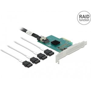 Delock - PCI Express Kaart - Zwart - 4 x SATA 6 Gb/s - Ondersteunt RAID 0, 1, 10 en HyperDuo