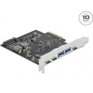 Delock PCI Express Kaart USB 3.1 Gen2 - 3x USB-C + 2x USB-A, Controlekaart