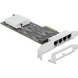 Delock Netwerkkaart 4x 2,5Gbps, RTL8125B PCI-Express x4 (RJ45), Netwerkkaarten, Zilver, Zwart