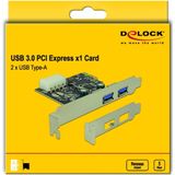 Delock - 89243 - PCI Express x1-kaart - 2 x Externe SuperSpeed USB - Type-A
